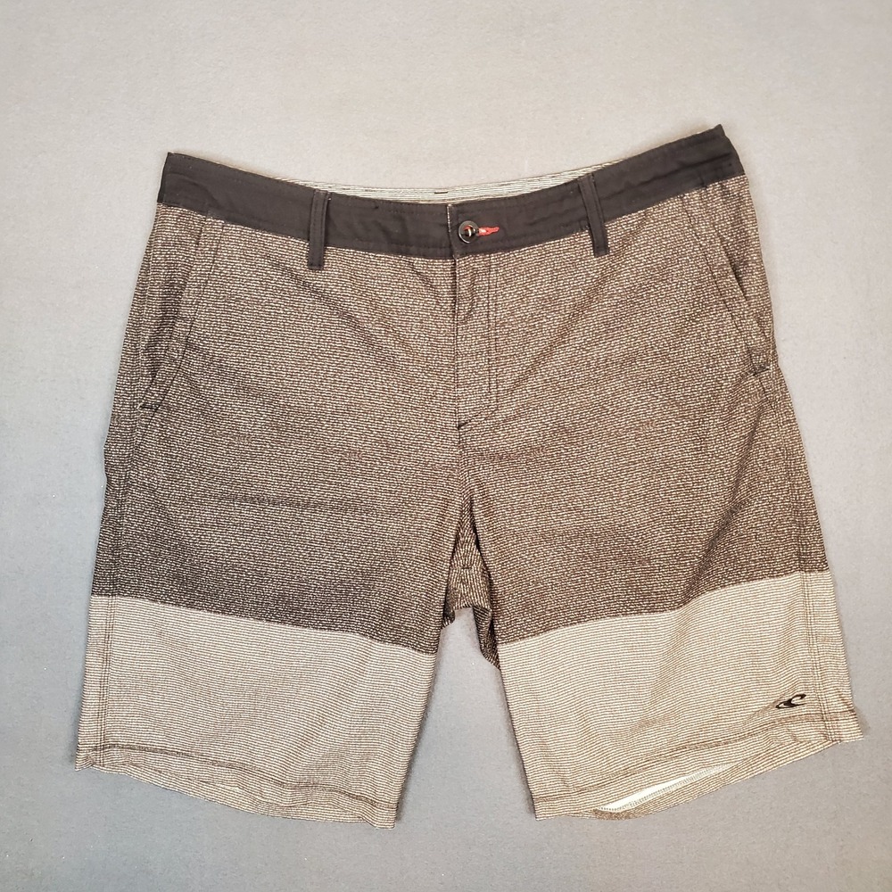 Men's O'Neill Hybrid Shorts Mens Size 36 Black Gray Stripesβ Pockets, Unlined